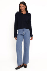 Carmello Frill Collar Cardigan - Navy