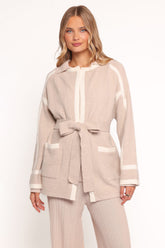 Maloney Tie Front Coatigan - Beige