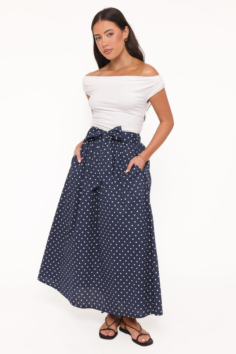Paula Tie Waist Maxi Skirt - Navy